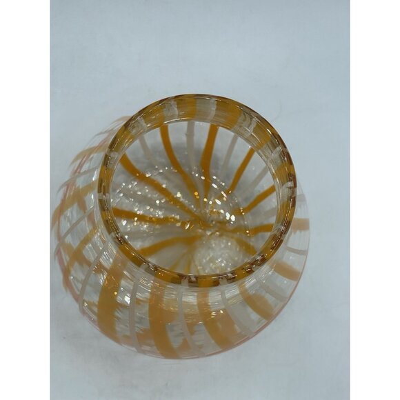 Anthropologie Blow Art Glass Orange Swirl Vase Retro - Picture 4 of 8